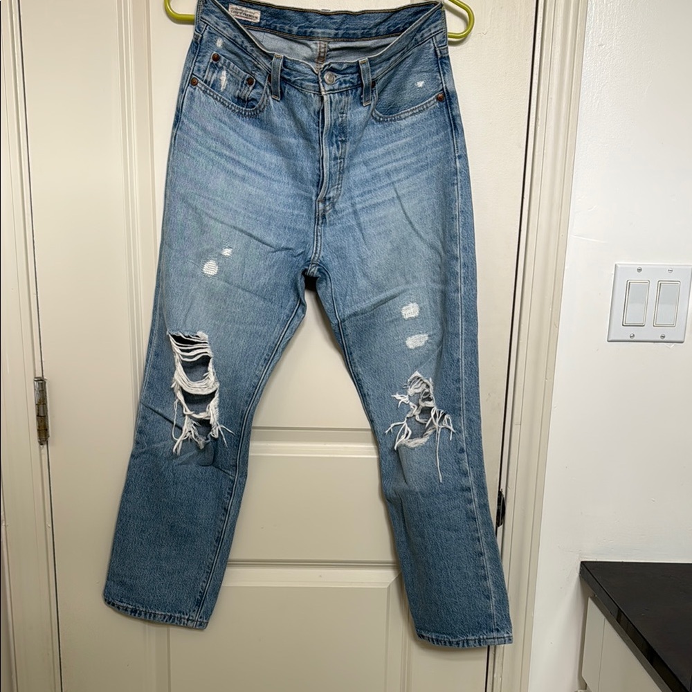 Levi's Light Blue Distressed Ankle Jeans